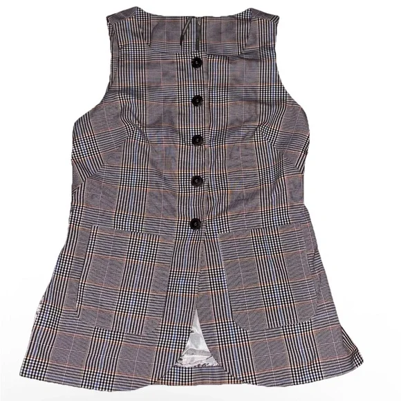 Anthropologie Plaid Mod Vest Small Gray Academia Preppy Collegiate Library Core - Picture 2 of 12
